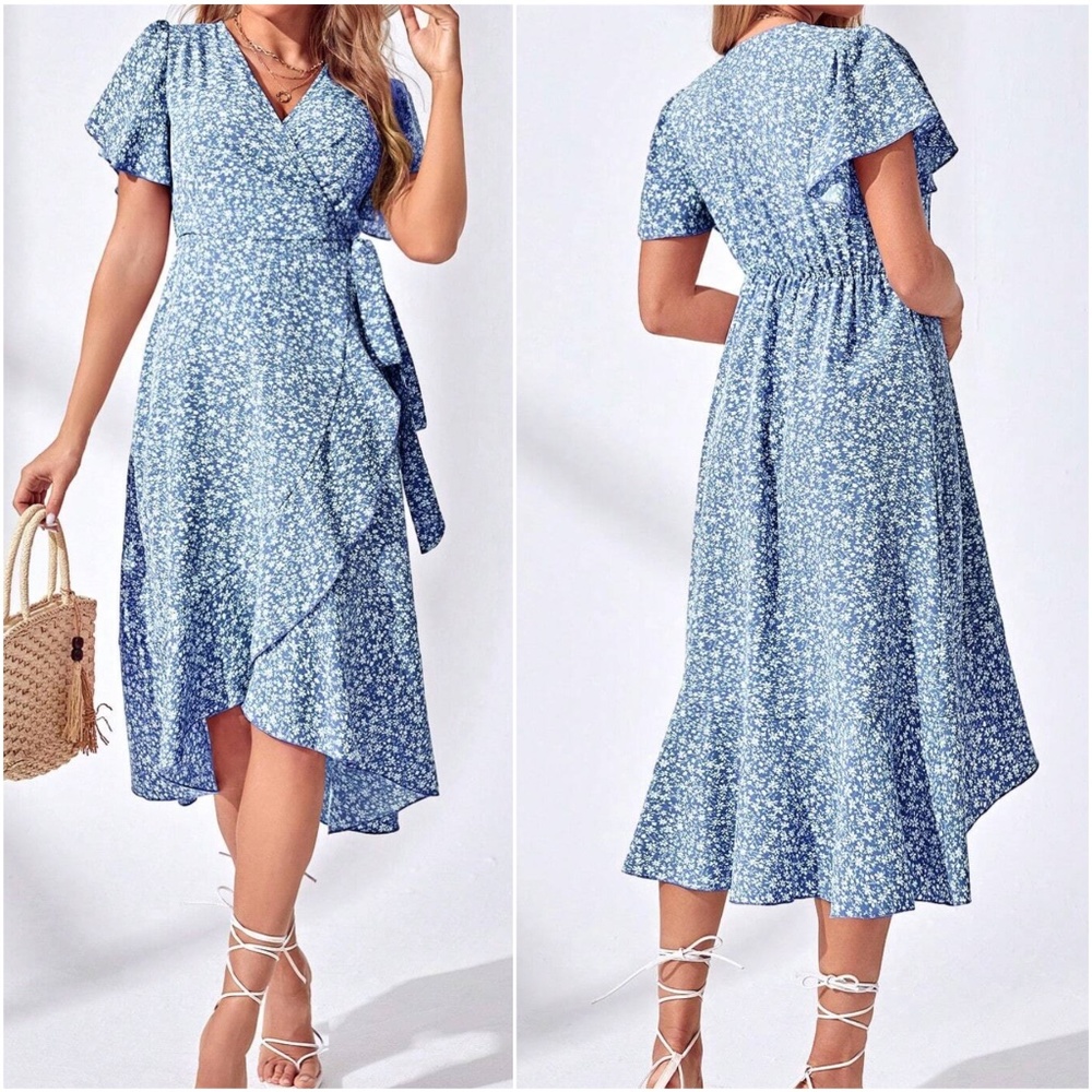 Boho Floral Print Butterfly Sleeve Maxi Dress - Picture 4 of 4